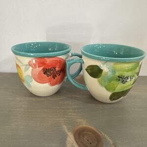 Lot of 2 Pioneer Woman Vintage Bloom Floral 16oz Coffee Mugs Cups